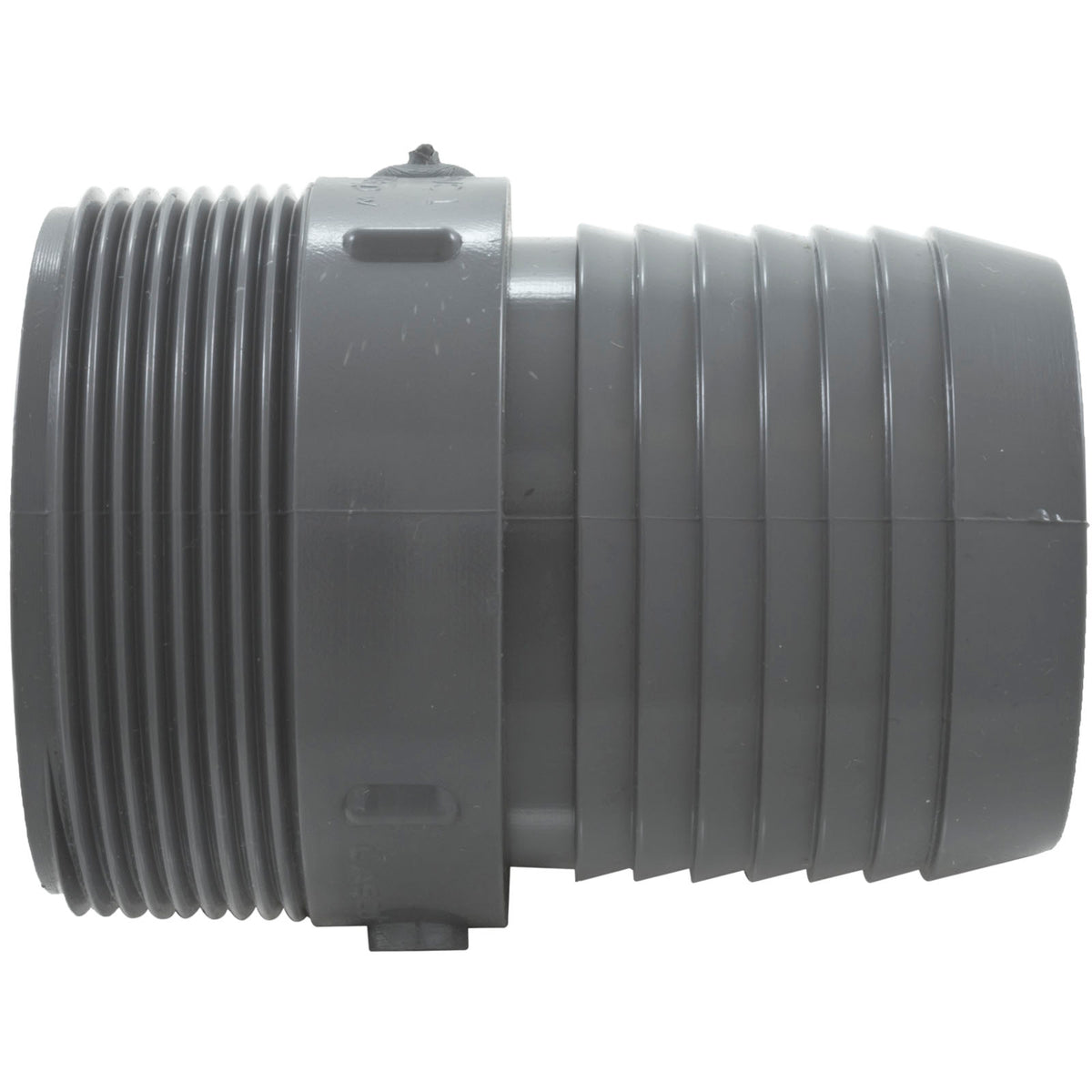 Barb Adapter, Lasco, 2" Male Pipe Thread x 2" Barb, PVC : 1436-020