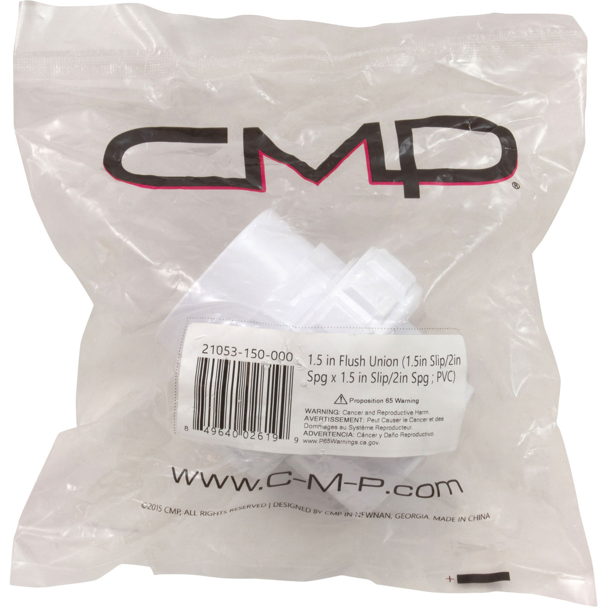 Union, 1-1/2" Slip x 2" Spigot, Flush : 21053-150-000 - Custom Molded Products - 849640026199 - PartsForSpas.com