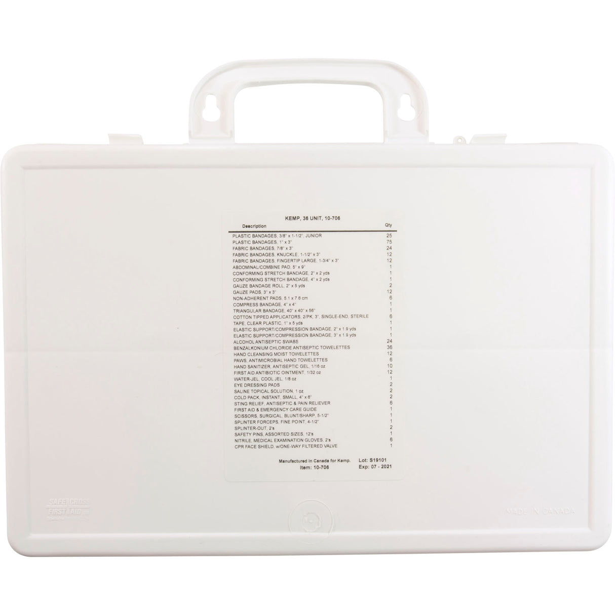 First Aid Kit, Kemp, Plastic, 36 Unit : 10-706 - Kemp USA - 819386011001 - PartsForSpas.com