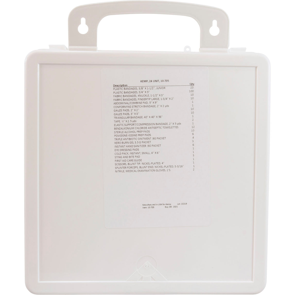 First Aid Kit, Kemp, Plastic, 24 Unit : 10-705 - Kemp USA - 819386010998 - PartsForSpas.com