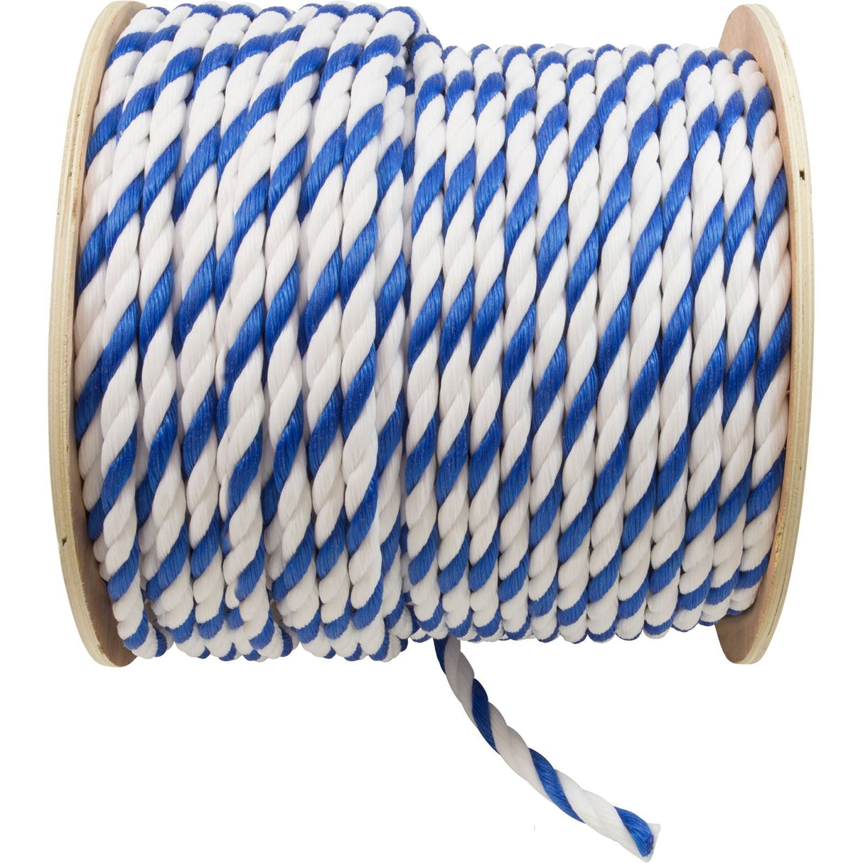Polypropylene Rope, 3/8"dia, 2 White 1 Blue Strand, 600ft : PPR38600BW - Phoenix Rope & Cordage - PPR38600BW - PartsForSpas.com