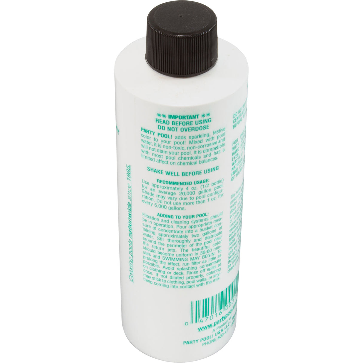 Pool color Additive, Party Pool, 8oz Bottle, Emerald Green : EMERALDGREEN - Party Pool! USA LLC - 4701600012 - PartsForSpas.com