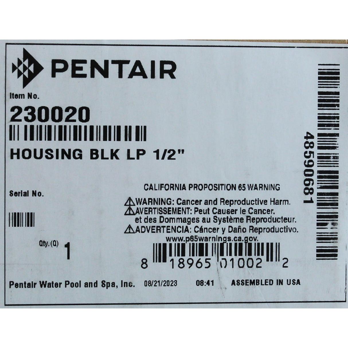Low Profile 1 1/2 " Valve Housing Black : 230020