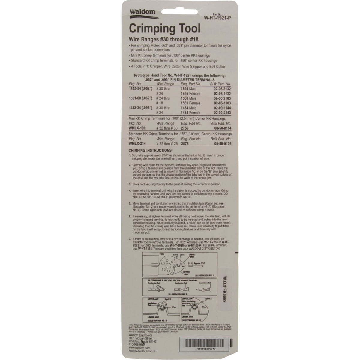 Tool, Hand Crimping, Multi Purpose, Molex AMP : 31F1049