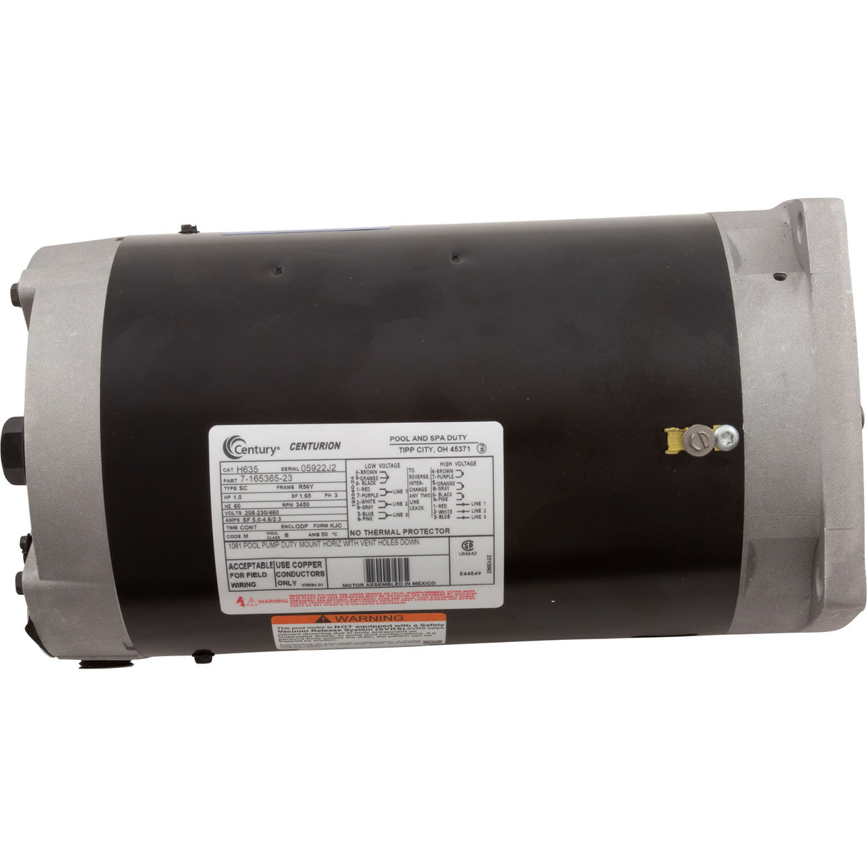 Mtr, Cent, 1Hp, 208-230/460V, 3Ph, 1-Sp, Sf1.65, 56Yfr 3450Rpm : H635