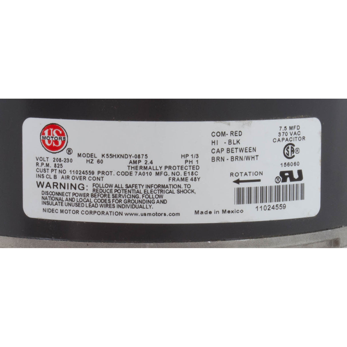 Motor-Fan, 1/3 Hp, 825 Rpm : SMX300055036
