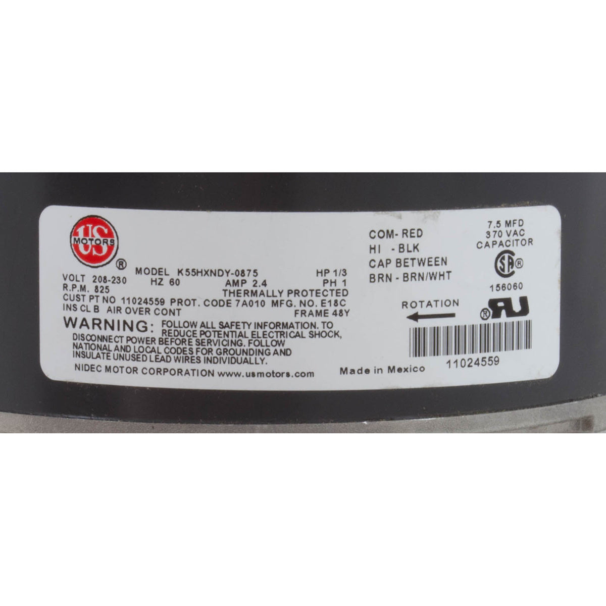 Motor-Fan, 1/3 Hp, 825 Rpm : SMX300055036