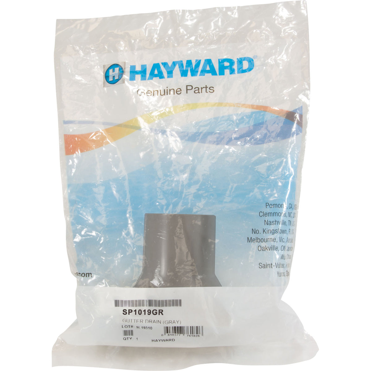 Gutter Drain (Gray) : SP1019GR - Hayward - 0610377761826 - PartsForSpas.com