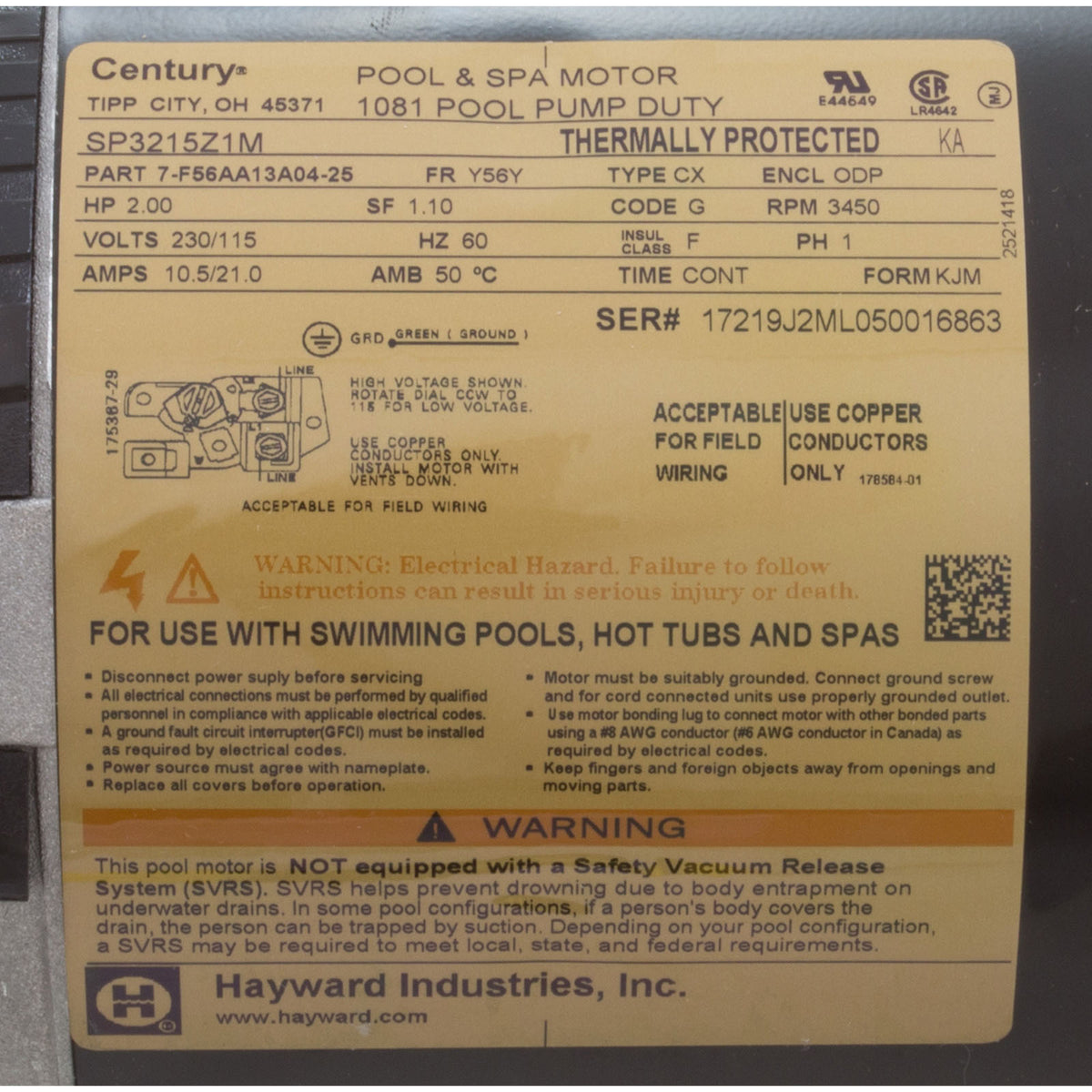 Power End-2Hp, Tristar, Maxrate : SPX3215X20Z1PE