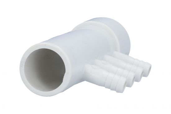 Manifold, PVC, Gentekk, 1"Slip x 1"Spigot x 4 3/8"Ribbed Barb Ports : 4APM1XSP