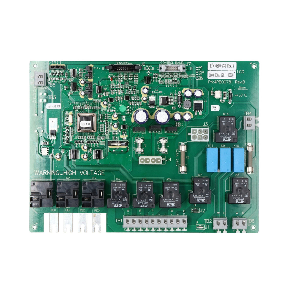 Circuit Board, Sundance / Jacuzzi, 850/J-300 LCD, 2 Pump, "Perma Clear", **Pump 1-2Spd, Pump 2 -1Spd : 6600-730