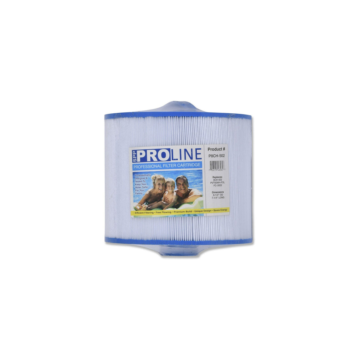 Filter Cartridge, Proline, Diameter: 8-1/2", Length: 7-1/4", Top: V-Groove Handle, Bottom: 2" MPT, 50 sq ft : P8CH-502