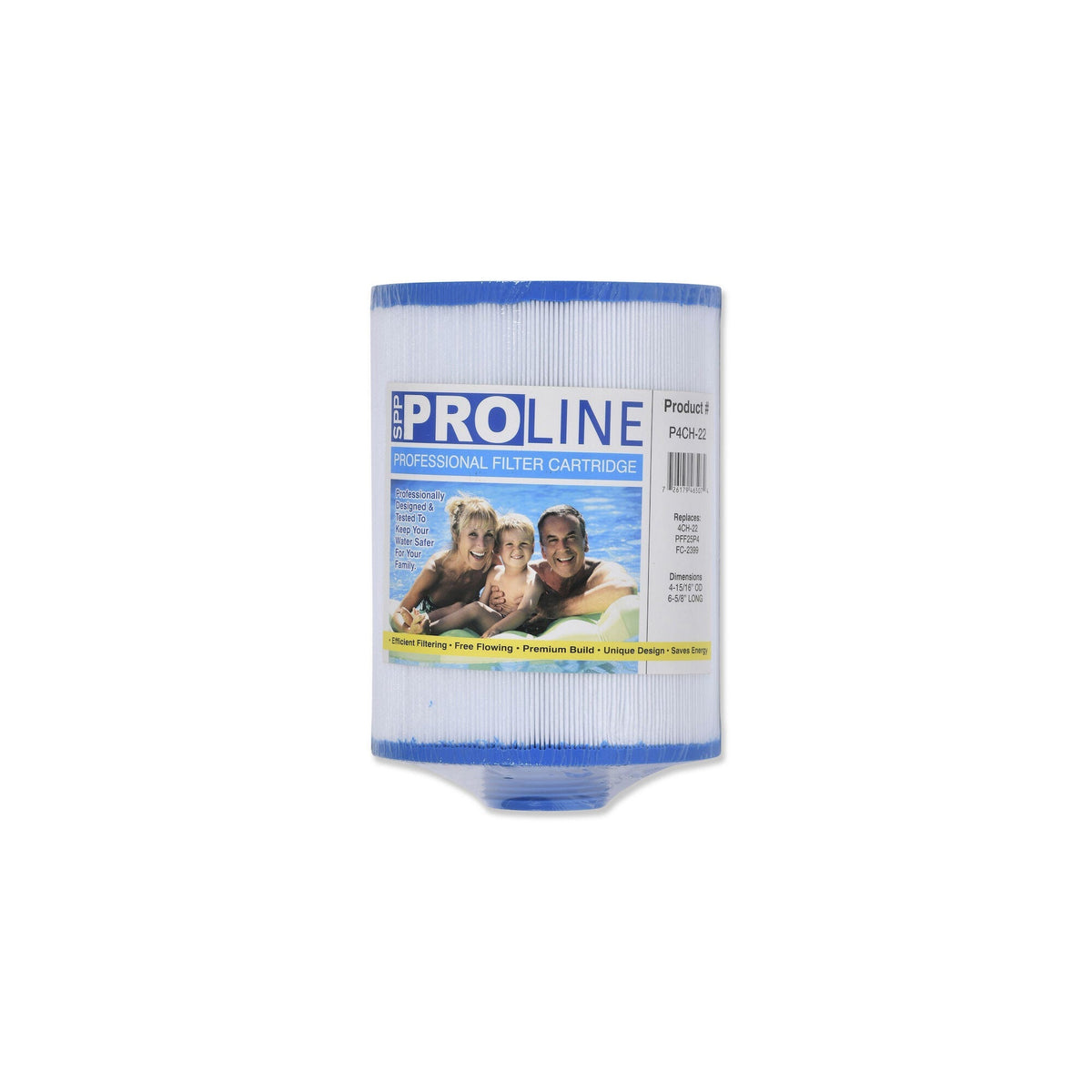 Filter Cartridge, Proline, Diameter: 4-15/16", Length: 6-5/8", Top: 2-1/8" Open, Bottom: 1-1/2" MPT, 25 sq ft : P4CH-22