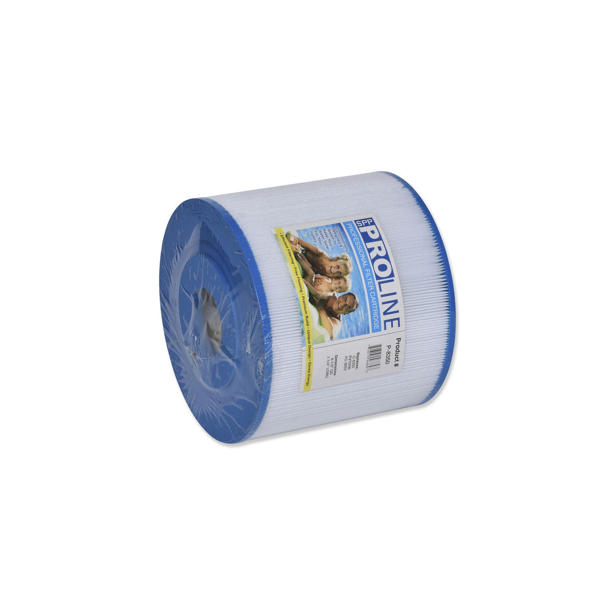 Filter Cartridge, Proline, Diameter: 8-1/2", Length: 7-1/4", Top: 1-9/10" Open, Bottom: 2-3/8" Open w/ Slots, 50 sq ft : P-8350