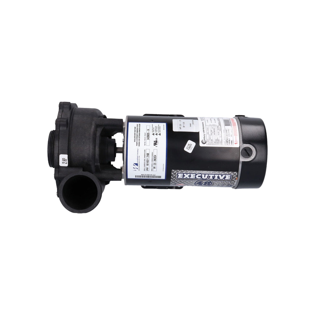 Pump, Waterway Executive 48, 2.0HP, 230V, 10.5/2.6A, 2-Speed, 2"MBT, SD, 48-Frame : 3420820-1A