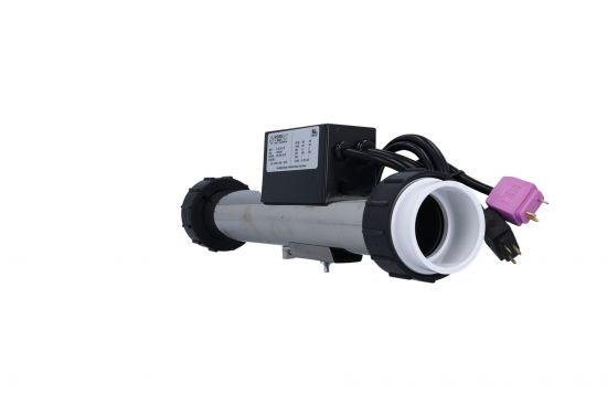 Heater Assembly, HydroQuip, Slide, 7109B, 4.0kW, 230V, 2" x 15'Long, w/2 Sensors, 24"Cord, Tailpieces : 26-85B-B00-1FP3
