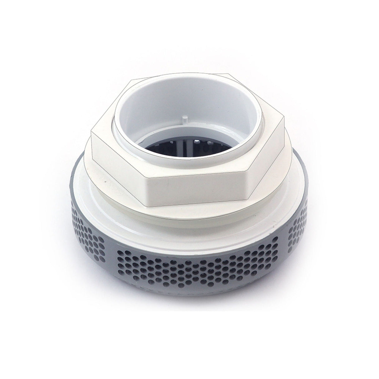 Suction Assembly, Waterway, VGB, Super Hi-Flo, 5"Dia Cover, 2-1/2" Straight Nut, Gray : 640-3797V