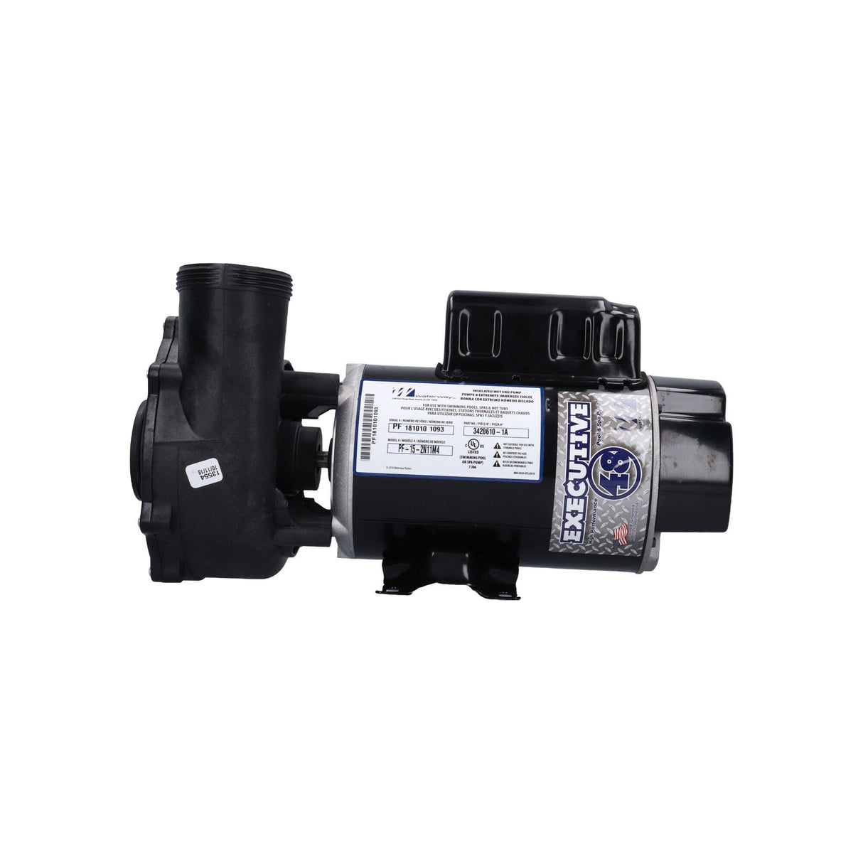 Pump, Waterway Executive 48, 1.5HP, 115V, 16.4/4.4A, 2-Speed, 2"MBT, SD, 48-Frame, 16.4/4.4Amps : 3420610-1A