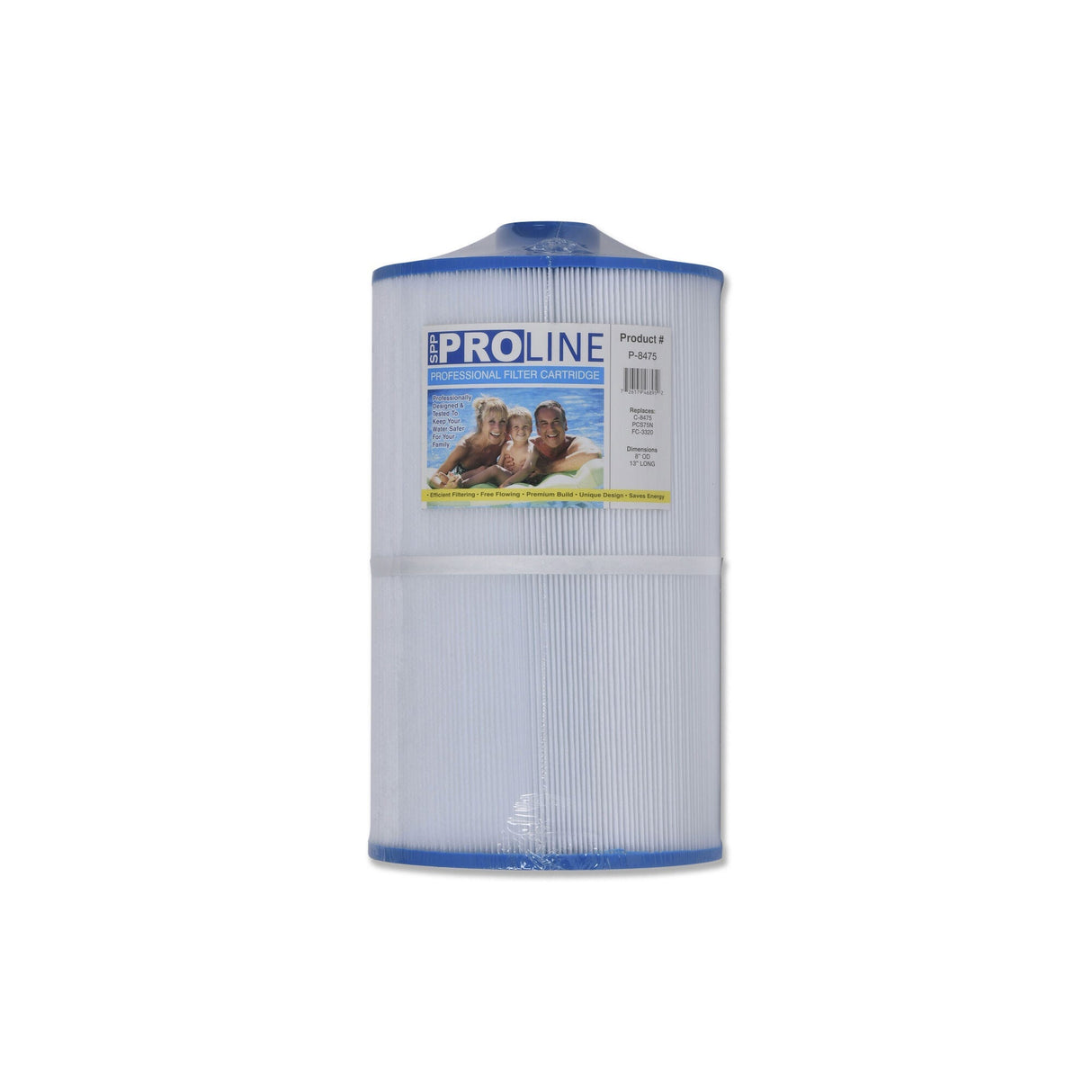 Filter Cartridge, Proline, Diameter: 8", Length: 13", 2-1/16" Open, Bottom: 2" Male Slip Fitting, 75 sq ft : P-8475