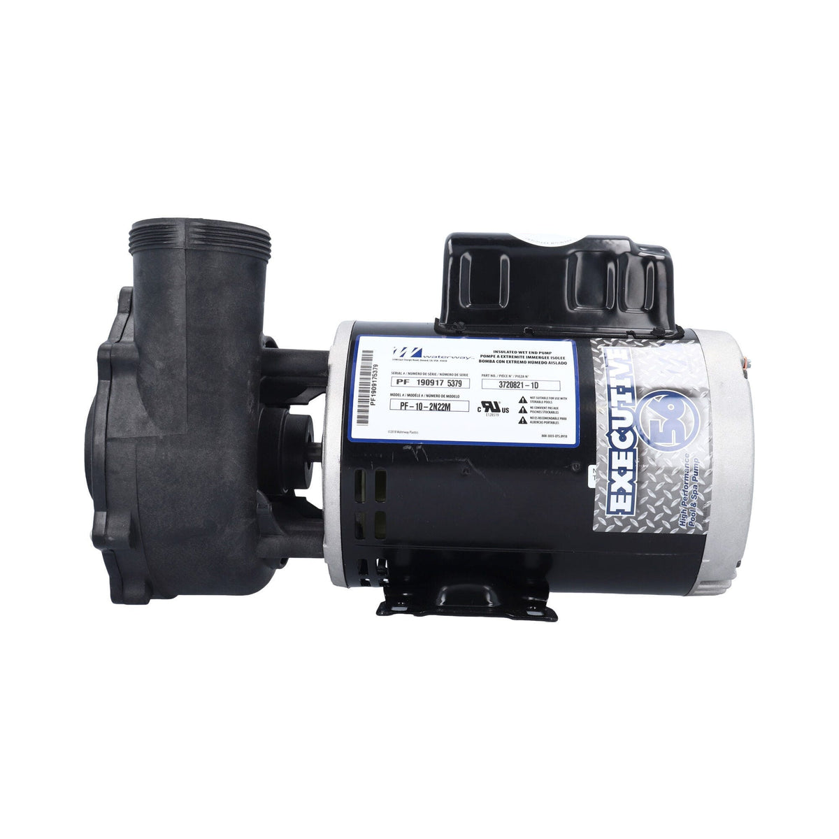Pump, Waterway Executive 56, 2.0HP, 230V, 8.0/3.0A, 2-Speed, 2"MBT, SD, 56-Frame : 3720821-1D