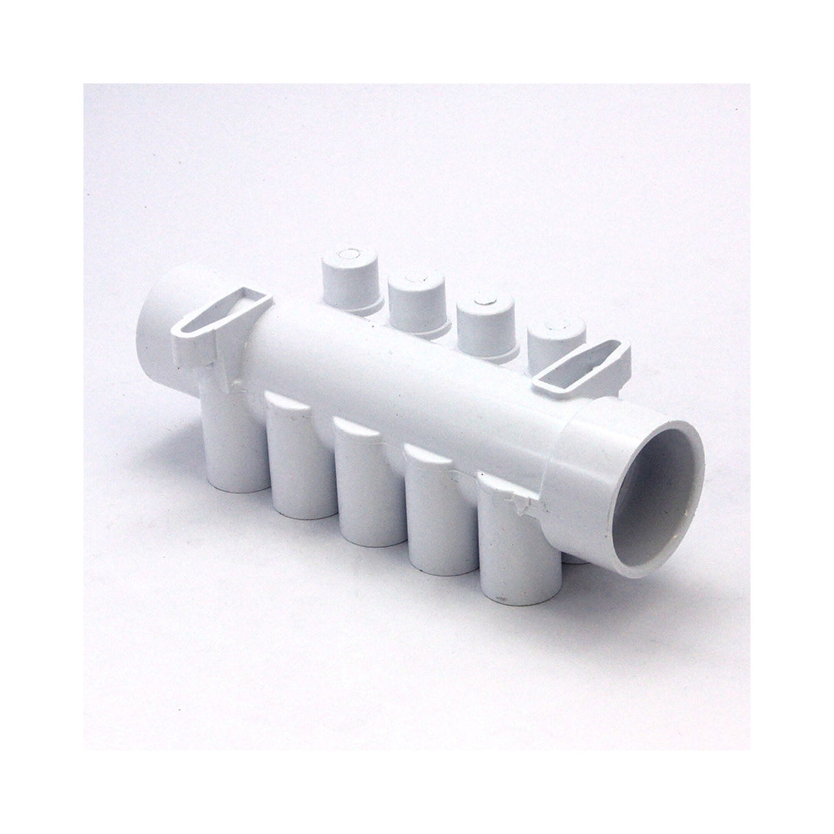 Manifold, PVC, Waterway, 1-1/2"S x 1-1/2"Spg x 10 1/2"S Ports w/ 4 Plugs : 672-4630