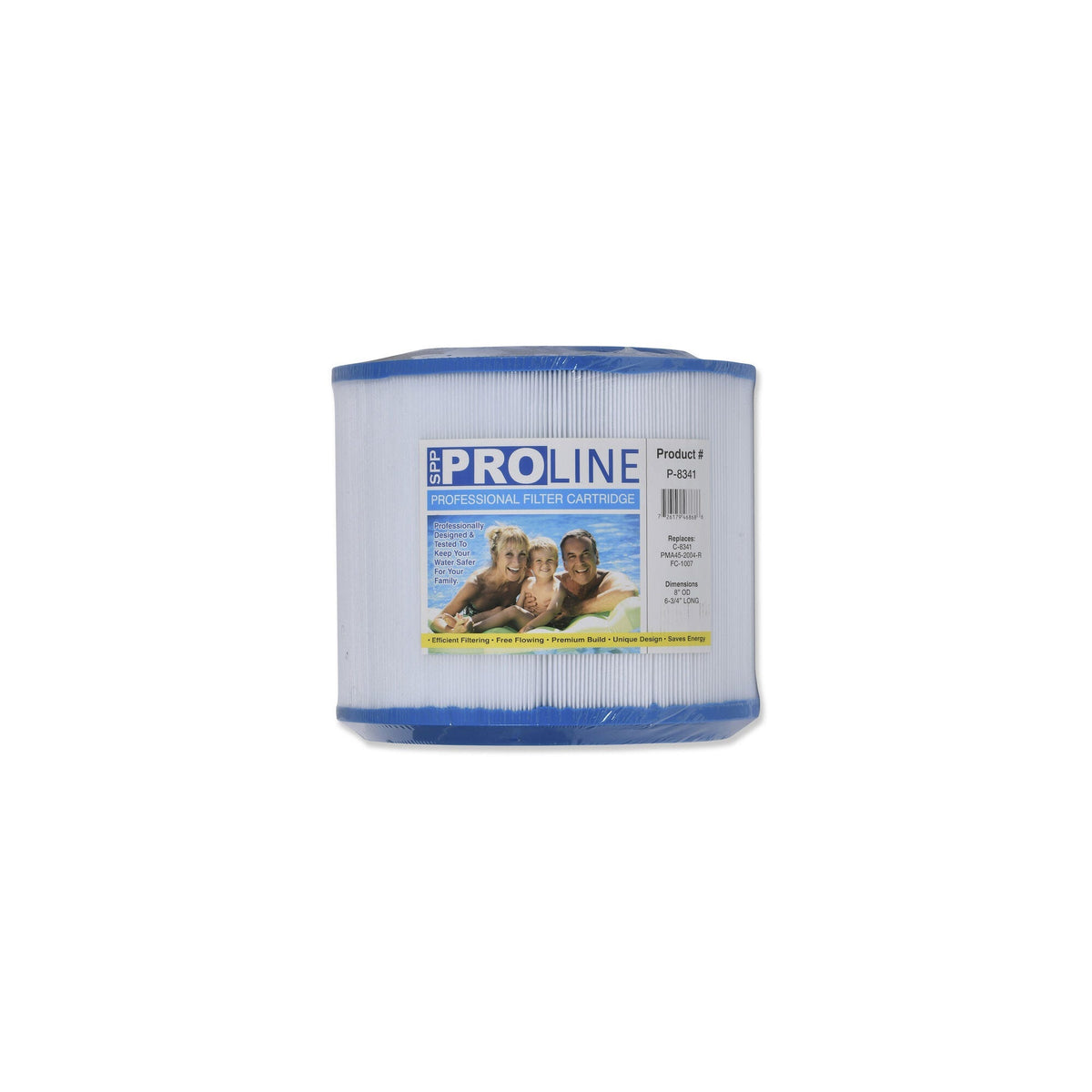 Filter Cartridge, Proline, Diameter: 8", Length: 6-3/4", Top: 4" Open, Bottom: 4" Open, 40 sq ft : P-8341