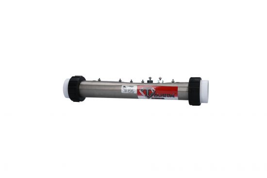 Heater Assembly, HydroQuip/Waterway, Flo-Thru, Titanium, 5.5KW, 230V, 2" x 15" : 26-0808-7TD-K
