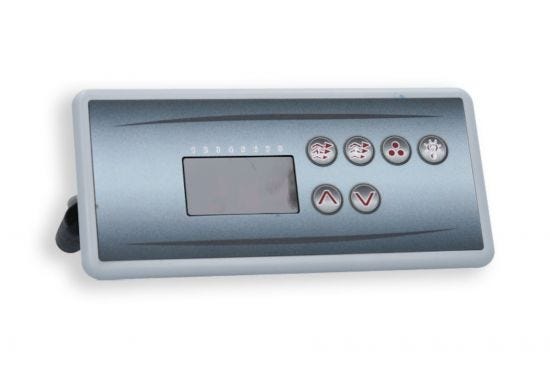 Spaside Control, HydroQuip Eco-3,Rect., 6-Button, LED, Pump1-Pump2-Blower/Aux-Light-Up-Down : 34-0197