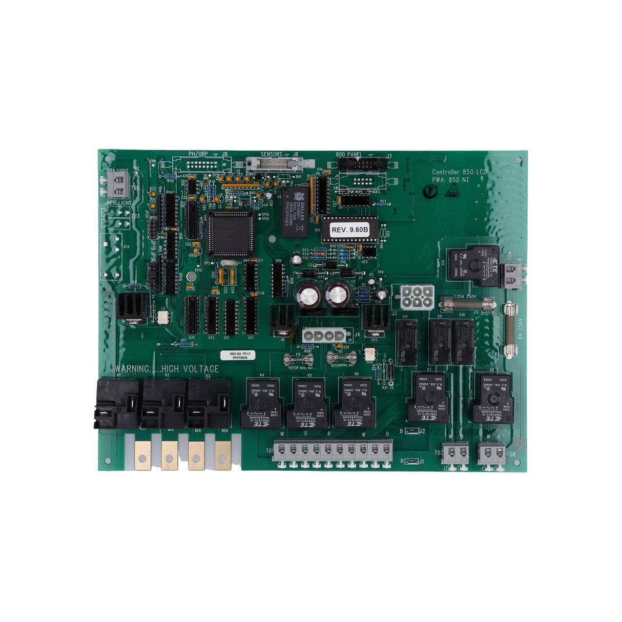 Circuit Board, Sundance 850, Maxxus NT, Rev 9.60B, 2002-2004, 3 Pump, "Perma Clear", w/Circ Pump : 6600-094