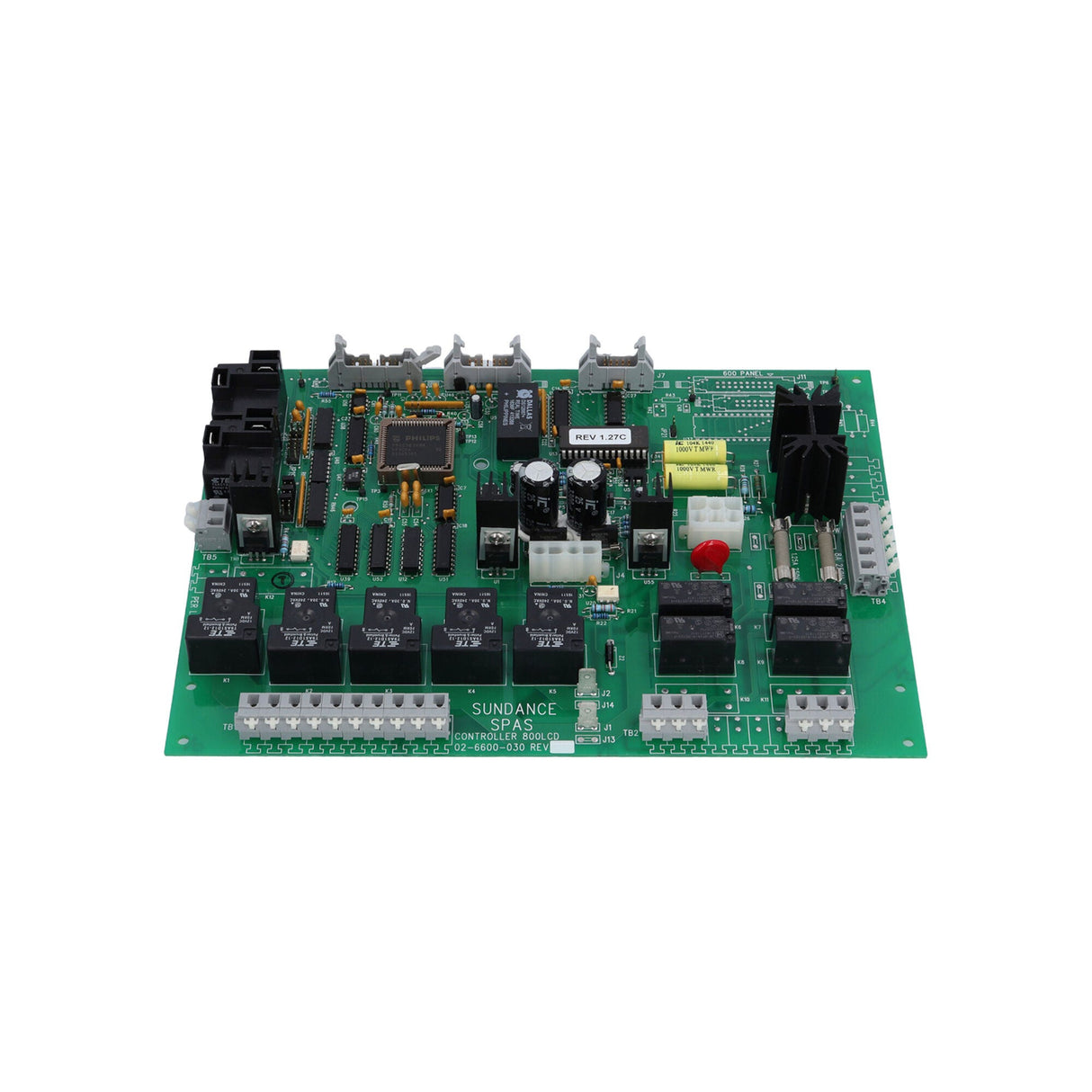 Circuit Board, Sundance 800/850, Rev 1.27C, 1 or 2 Pump, Less Perma Clear, No Circ Pump : 6600-014