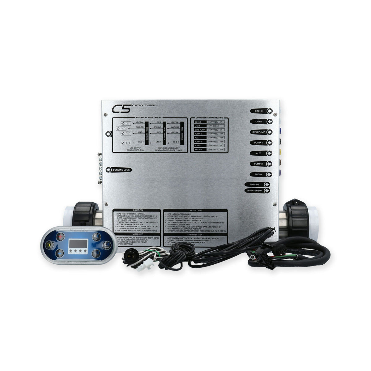 Control System, United Spa C5, 1.4/5.5kW or 240V 3-Wire, Pump1, Pump2, Blower/Pump3, Circ Pump Option : SPP-CBT7