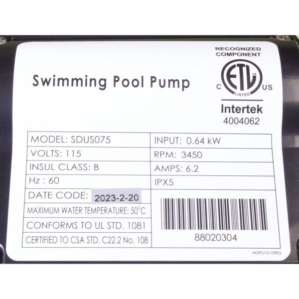 Pump, AquaPro AL75, 0.75 Horsepower, 115v : 10081-ACC