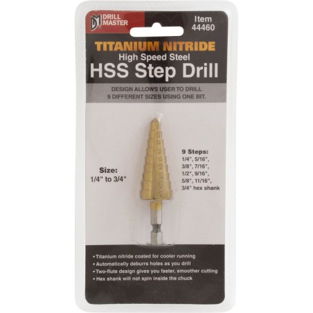 Tool, Step Drill Bit, 1/4" - 3/4" :