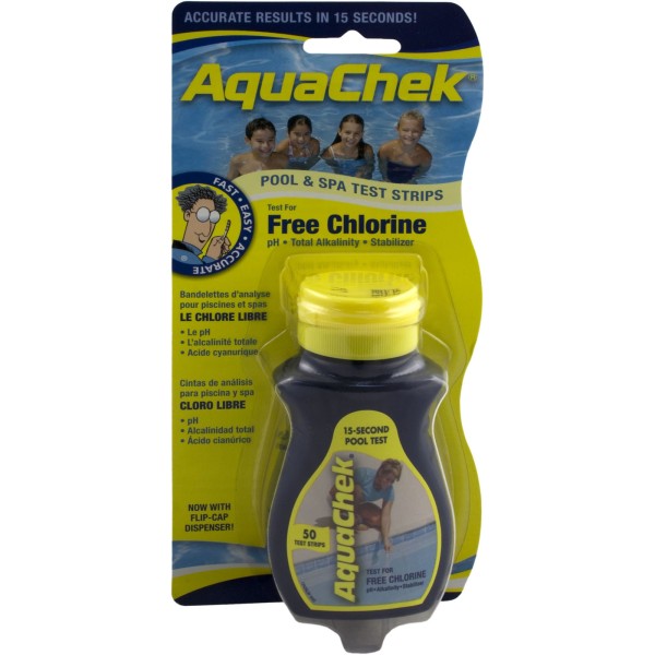 Test Strips, AquaChek Yellow, 4-in-1, Free Chlorine, 50 ct : 511242A