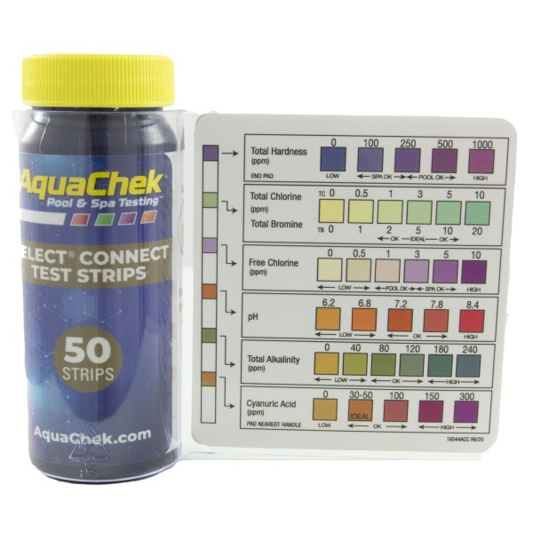 Test Strips, AquaChek Select, 7in1, TH, TC, TB, FC, pH, TA, CA, 50ct : 541604APP