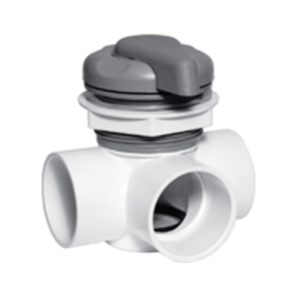 Diverter Valve, Waterway, 2-Port, 2" Horizontal, Top Access, 5-Scallop, White : 600-3020