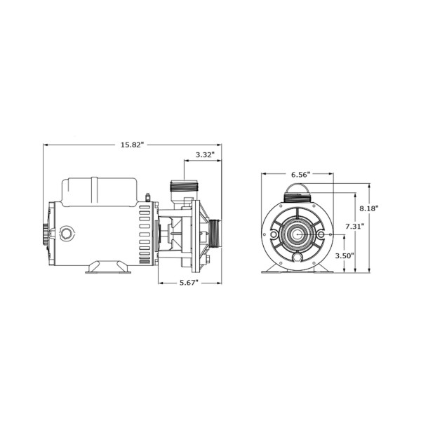 Pump, Aqua-Flo FMCP, .75HP, CD, 48-Frame, 2-Speed, 115V, 7.8/3.2A, 1-1/2"MBT, Unions : 02607000-1010