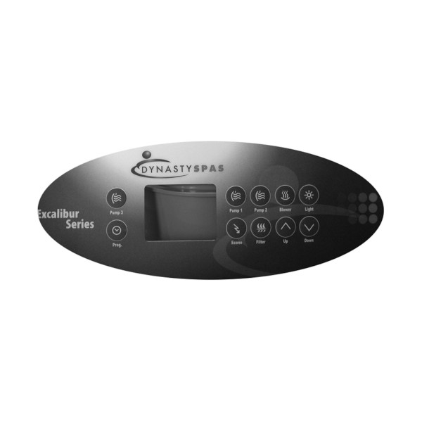 Spa Side Overlay, Dynasty Spas, TSC-48, MSPA-MP, LCD, Tri-Oval, Excaliber Logo, 8BTN, For 10798 S/S : 10107