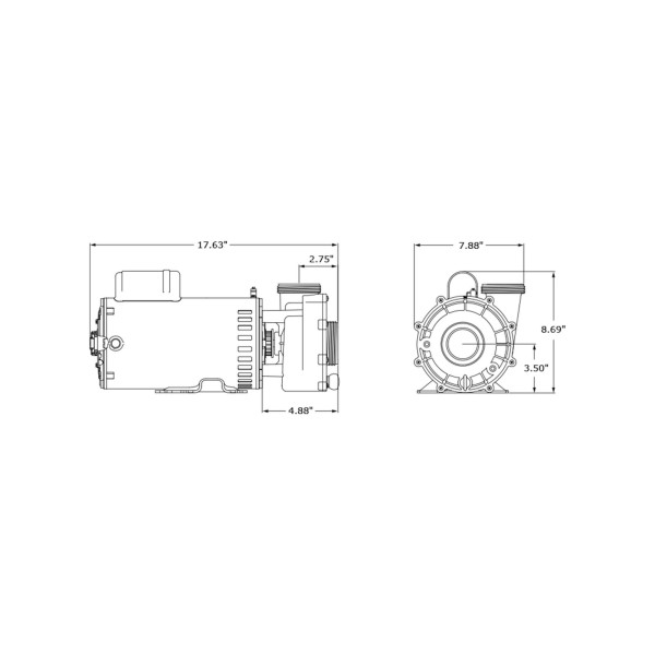 Pump, Aqua-flo, FMXP2e, Export 50hZ, 2.0HP, SD, 48-Frame, 1-Speed, 230V, 8ft Amp Cord, Includes Unions : 07044000-6040