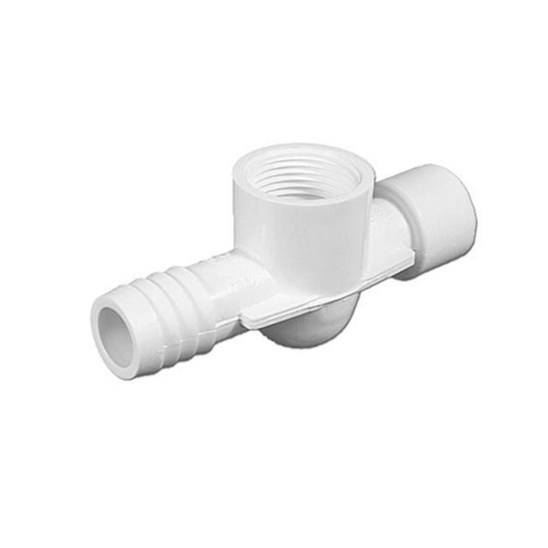 Fitting, PVC, Adapter Tee sensor 2"S x 3/4"B x 3/4"FPT, White : 413-1840