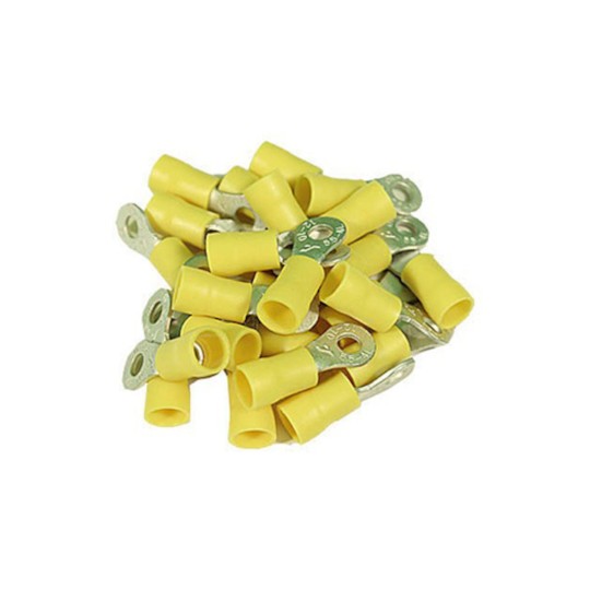 Wire Terminals, Stud No.8, 12-10 Gauge, Yellow, 25 Pack : 1204