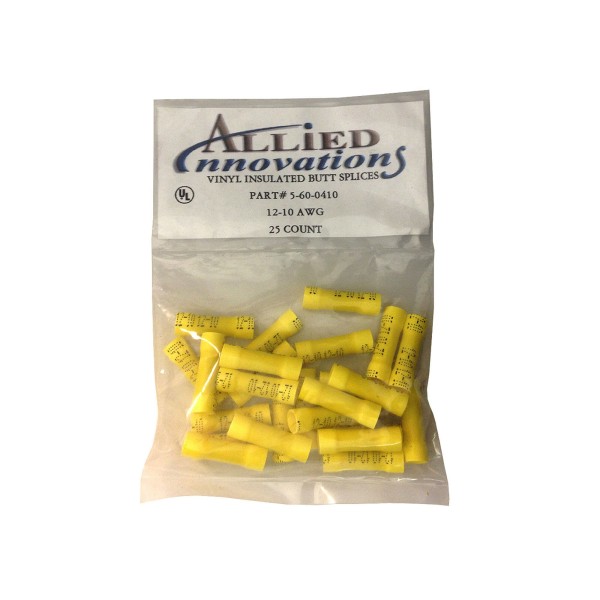 Wire Terminal, Butt, No.12-10, Yellow, 25 Pack : BVY