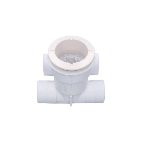 Body Assembly, Jet, Waterway Poly Jet, Tee Body, 1"S Water x 1"S Air, 2-5/8" Hole Size w/ Wall Fitting, White : 210-5830