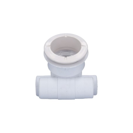 Body Assembly, Jet, Waterway Poly Jet, Tee Body, 1"S Water x 1"S Air, 2-5/8" Hole Size w/ Wall Fitting, White : 210-5830