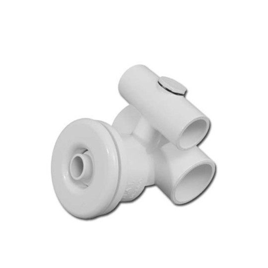 Jet Assembly, HydroAir Slimline, Tee Body, 1"S Water x 1/2"S Air, 1-1/4"L Wall Fitting, White : 10-5650