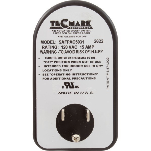 On/Off Switch, Tecmark, 15A, 115v, Wall Mount : SAFPAC5031