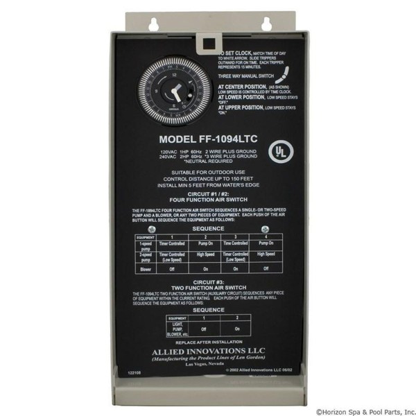 Control, Len Gordon FF1094LTC, 115v/230v, Dual Circuit, w/TC, Aux : 910108-007