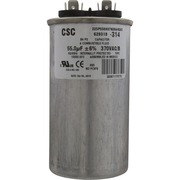 Run Capacitor, 55 MFD, 370v : 628318-314