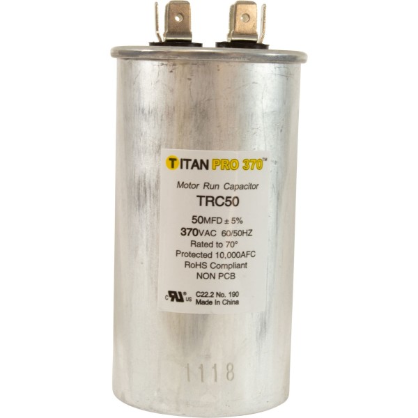 Run Capacitor 50 MFD, 370v, 2" x 3-3/4" : RD-50-370