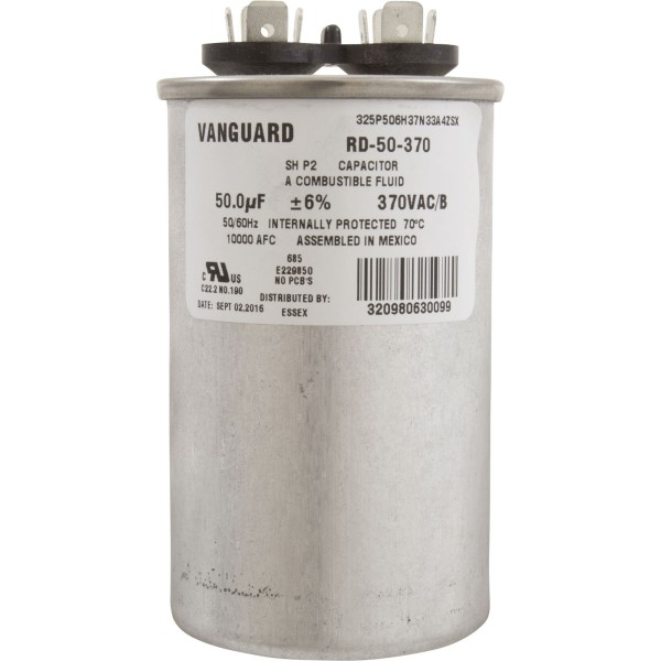 Run Capacitor 50 MFD, 370v, 2" x 3-3/4" : RD-50-370